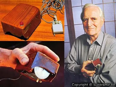 Douglas Engelbart with the first computer mouse